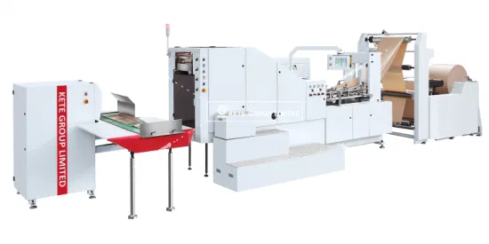 Macchina automatica per la produzione di grandi sacchetti di carta con fondo quadrato con stampa a 2 colori